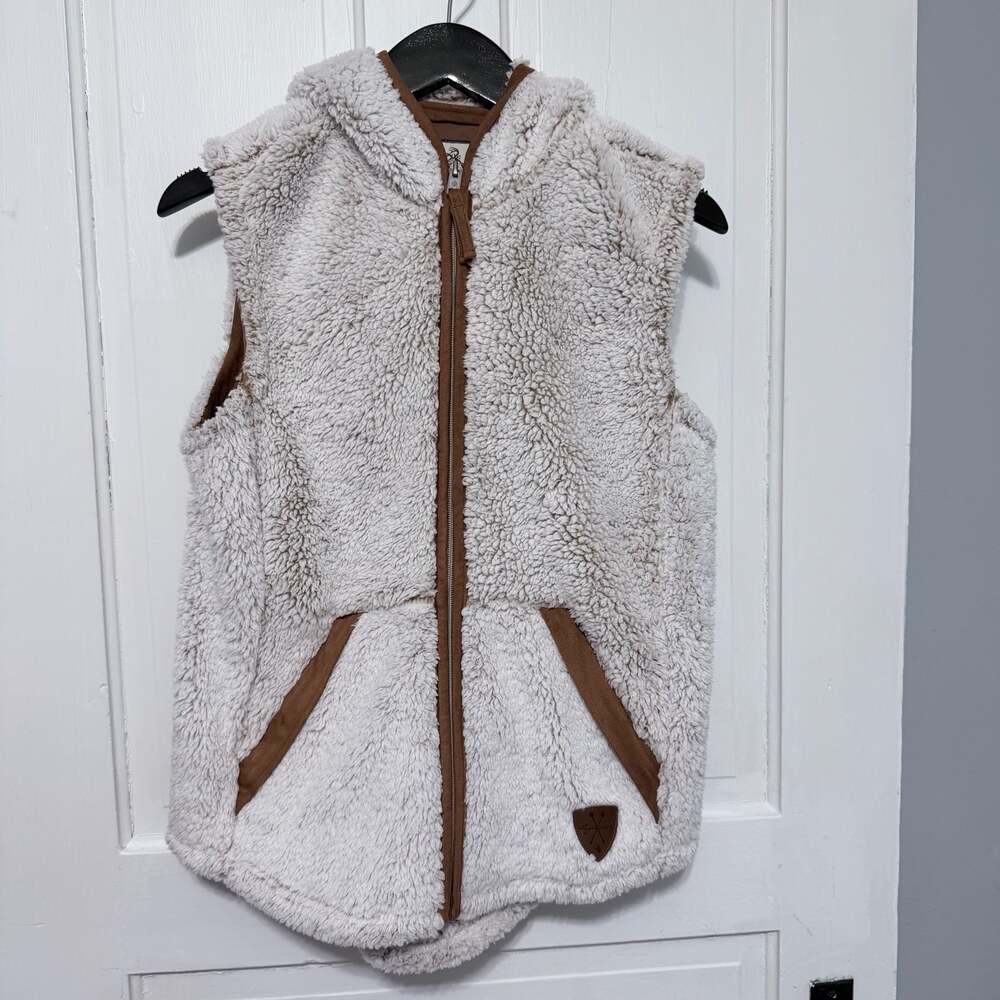 Legendary Whitetails Women's Fuzzy Hide Fleece Vest Sherpa Hooded Size Small
A6